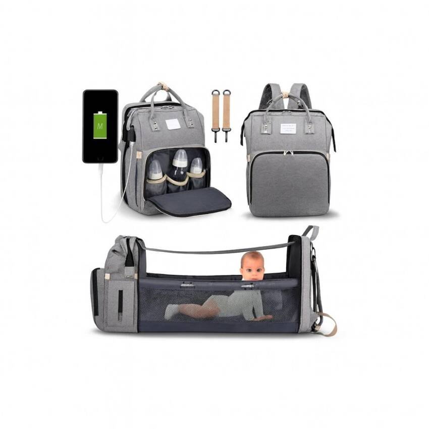 Mochila 3 En 1 Pañalera Cuna Y Mudador Portátil Para Bebés - Imagen 2