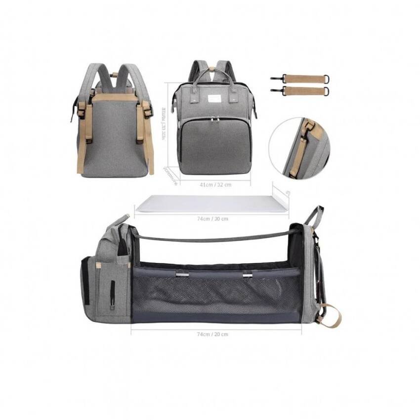 Mochila 3 En 1 Pañalera Cuna Y Mudador Portátil Para Bebés - Imagen 5