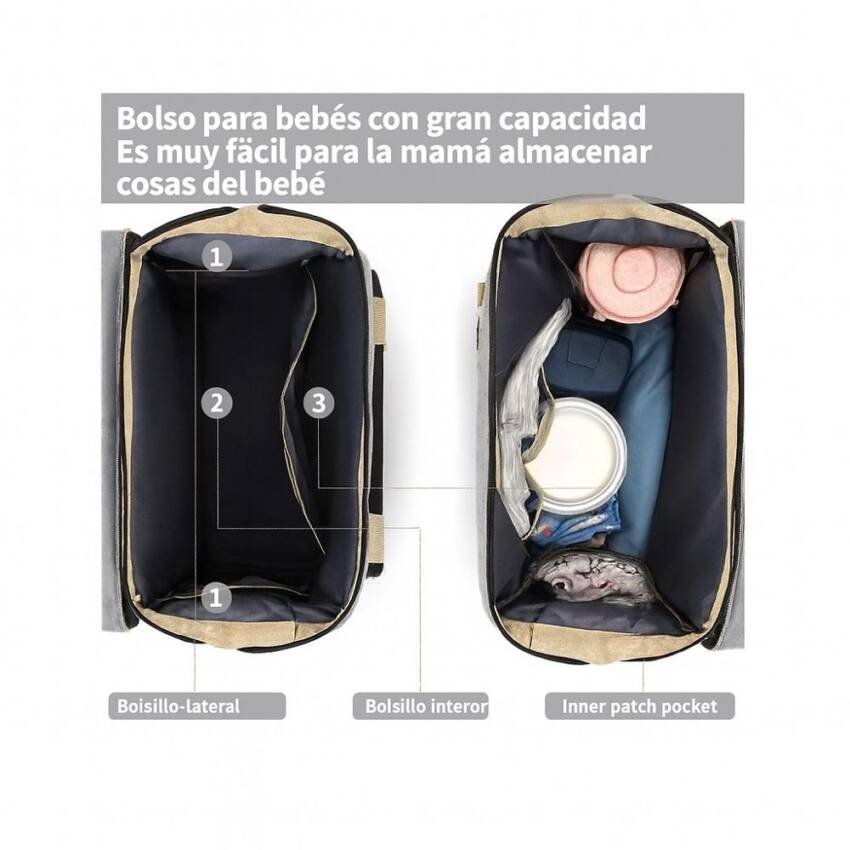 Mochila 3 En 1 Pañalera Cuna Y Mudador Portátil Para Bebés - Imagen 7