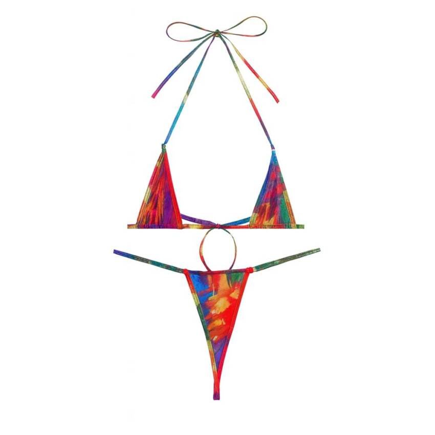 Traje Baño Bikini Micro Triángulo Con Estampado Muy Sexi - Imagen 5
