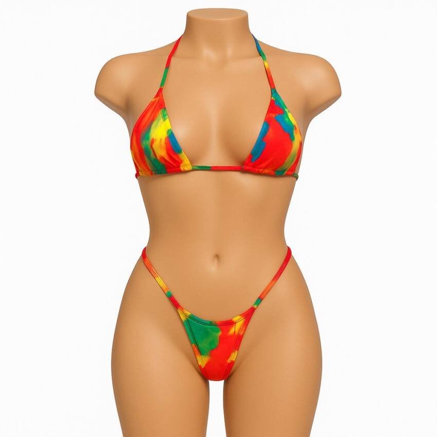 Traje Baño Bikini Micro Triángulo Con Estampado Muy Sexi - Imagen 8
