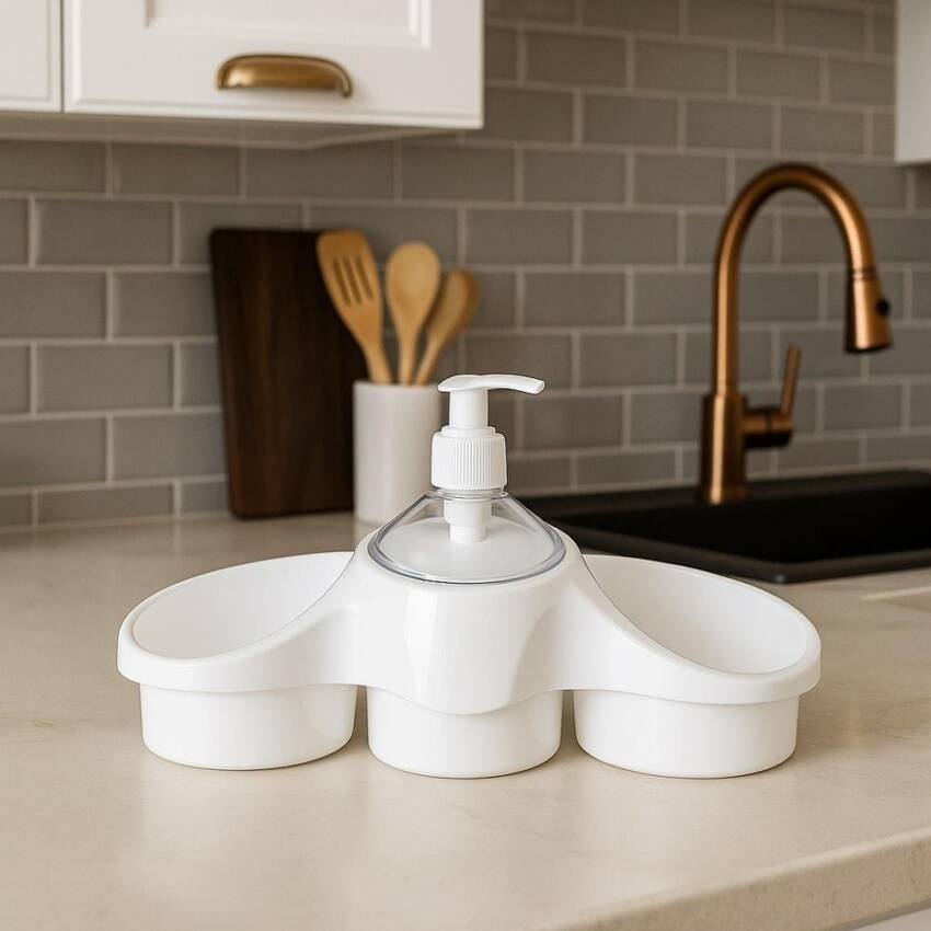 Set Dispensador de Jabón y Organizador Titiz Cocina - Blanco - Imagen 2