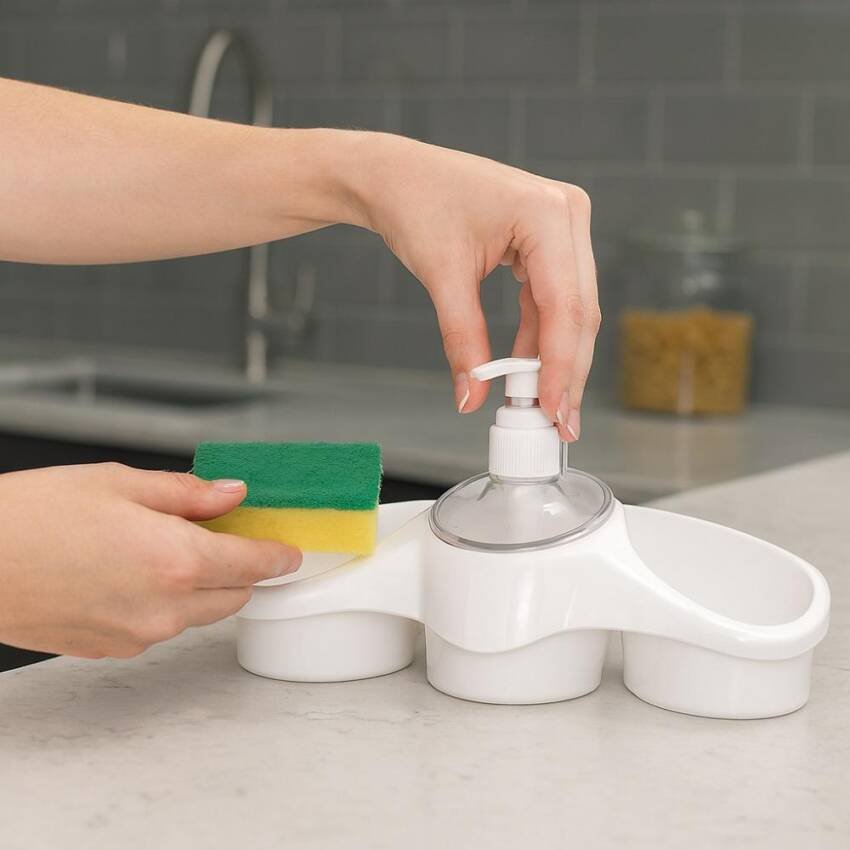 Set Dispensador de Jabón y Organizador Titiz Cocina - Blanco - Imagen 3