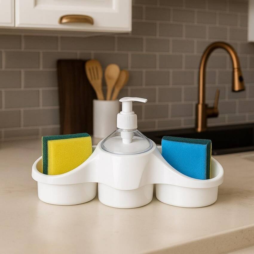 Set Dispensador de Jabón y Organizador Titiz Cocina - Blanco - Imagen 5