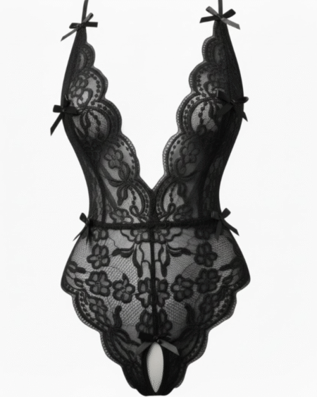 Lenceria Sexy Transparente Para Mujer, Entrepierna Abierta