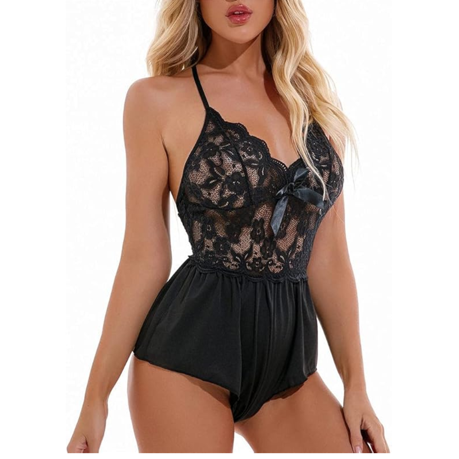 Lenceria Erotica De Encaje Babydolls Completo con abertura Entrepierna - Imagen 8